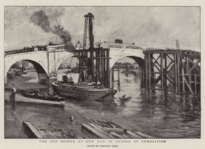 The Old Bridge at Kew now in Course of Demolition by Warwick Goble